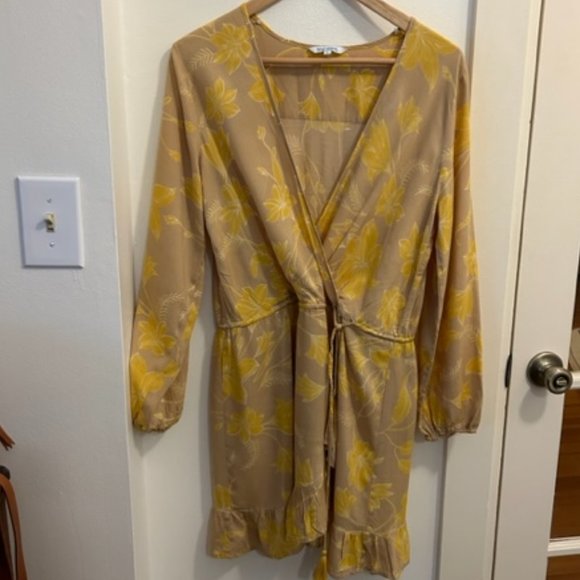 blue island Other - Blue Island Yellow Ruffle Sleeve COVER-UP Dress- Size Small